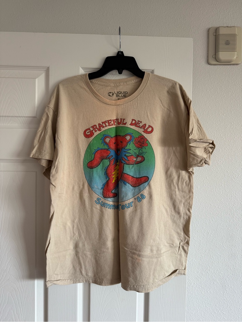Liquid Blue Beige Grateful Dead Bear Graphic Tee